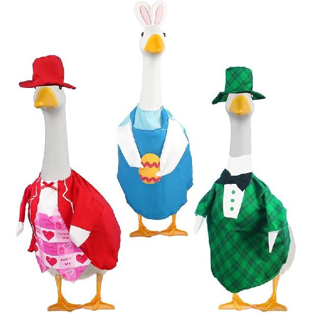 3 Pcs St. Patrick's Day Goose Outfits Valentine's Day Goose Costume Cute Easter Goose Clothes Porch Goose Outfits