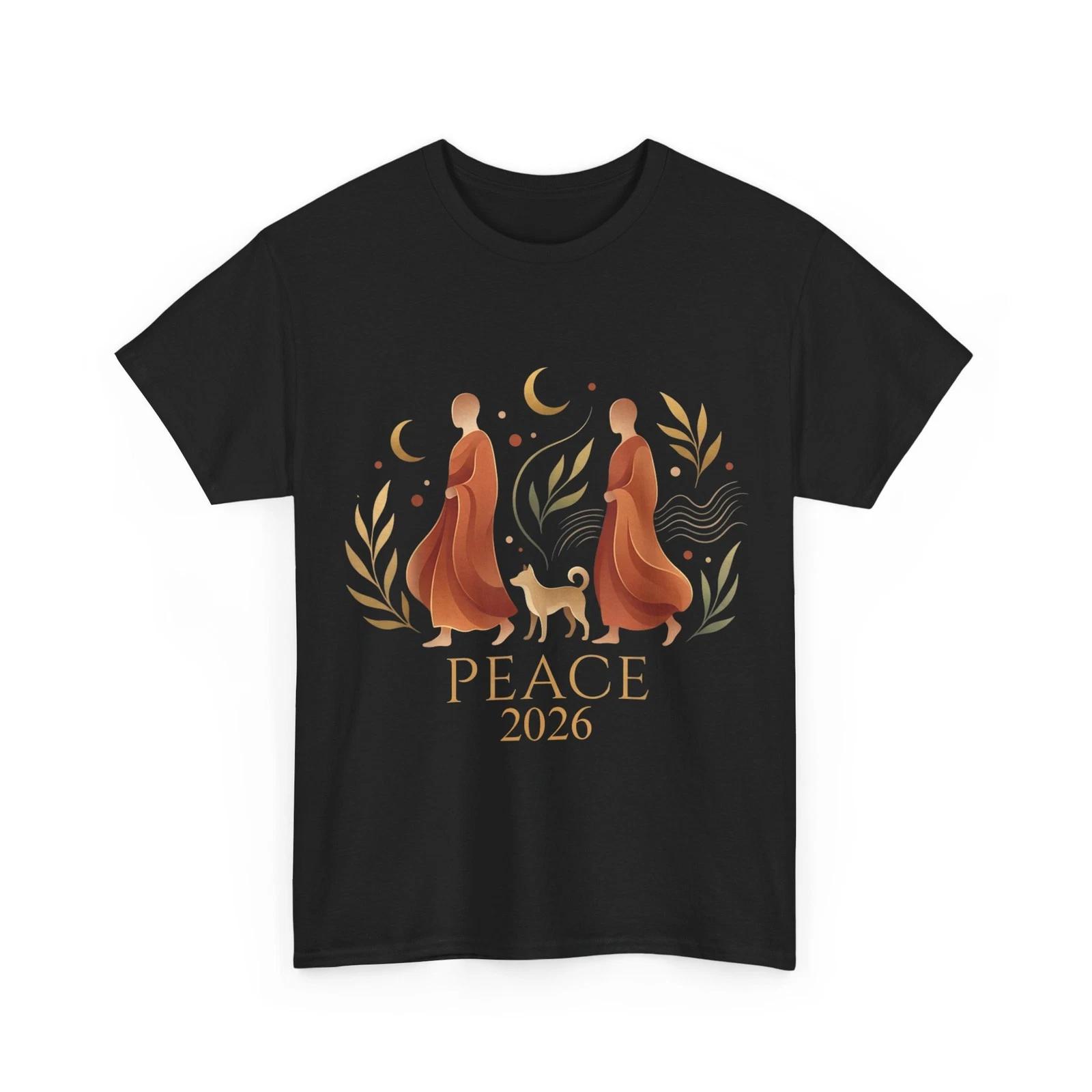 Walk Peace 2026 Shirt, World Peace Monks with Aloka Dog Spiritual Shirt L