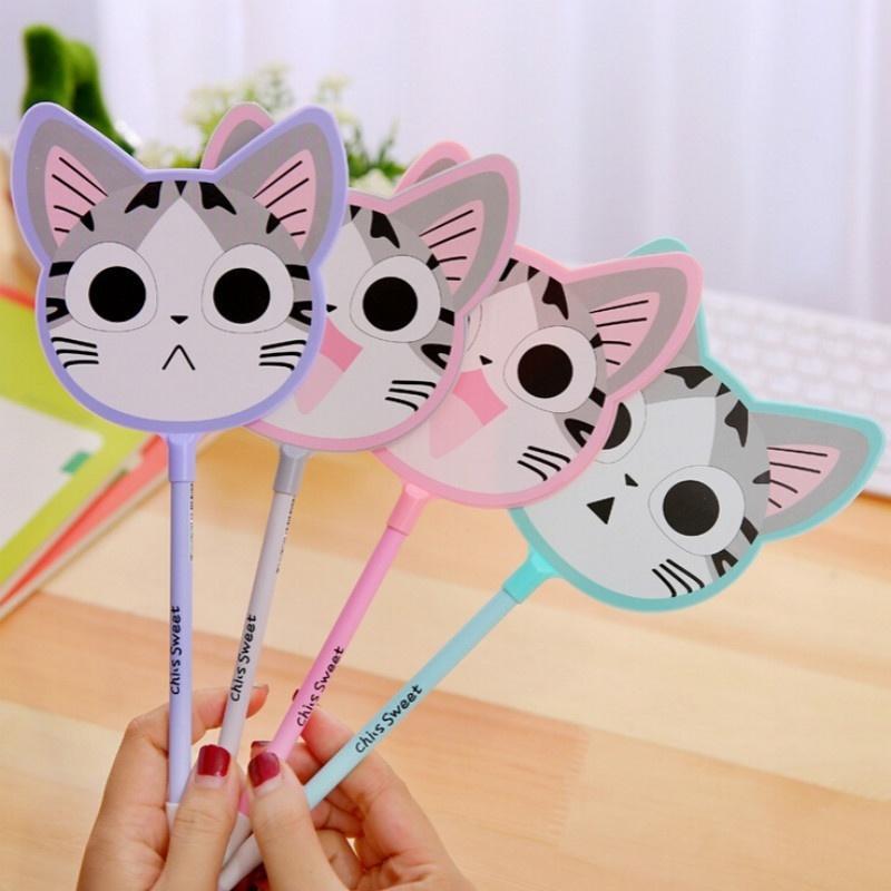 2pcs   Fan Style Cool Cheese Cat Gel Pen Writing School Office Supply Student Prize Gift Stationery