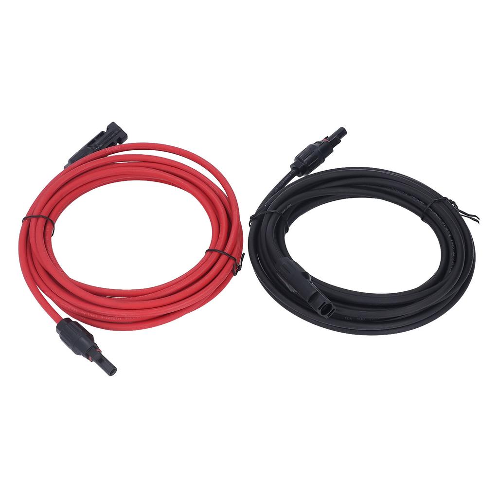 2 Stück 12AWG 4mm² Solarmodul Verlängerungskabel Schwarz Rot Solaradapter Verlängerungskabel mit Buchse Stecker 1000V