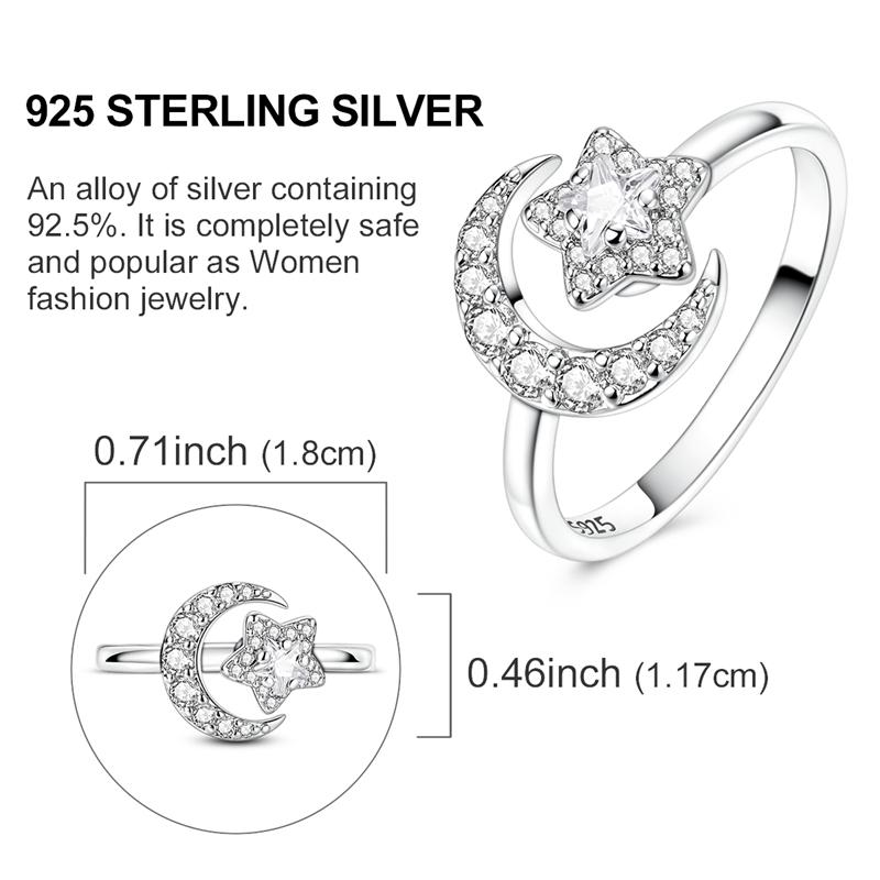 Original 925 Silver Ring Sparking Bear Bow Wing Rose Open Rings for Women Girls Jewelry Birthday Anniversary Engagement Gifts