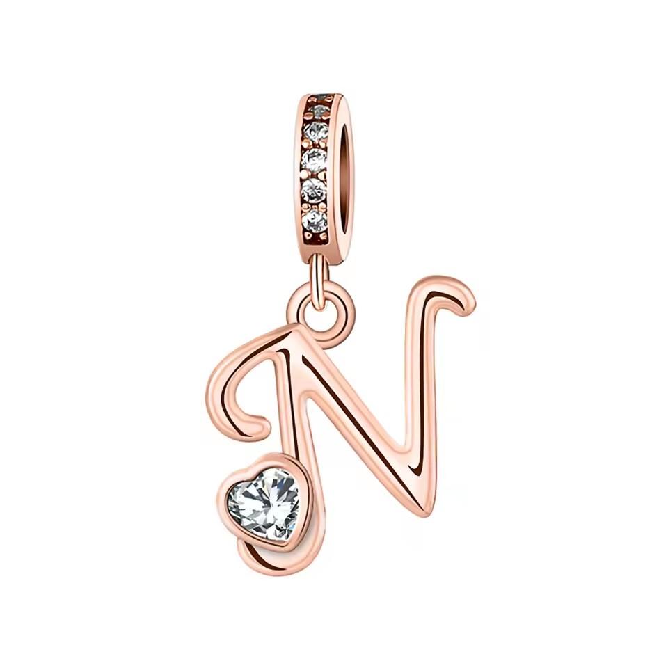 New Metal Rose Gold Light Two Tone 26 Letter English Pendant Charm Fit Ideal for Bracelets Necklaces Make your own Accessory Accessories Elegant