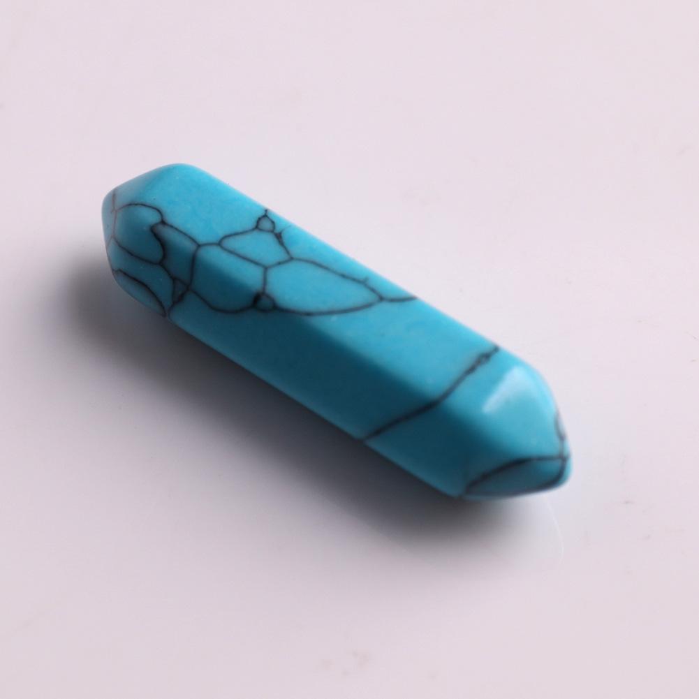 32x8mm Natural Crystal Hexagonal Bullet Pendant for Yoga Necklace
