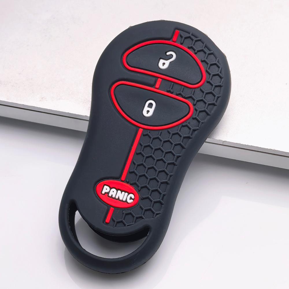 Key Fob Cover for Jeep Cherokee Durango Grand Liberty Dakota Caravan Anti-Scratch Surface Shockproof Structure Soft Grip Texture Easy Install Design