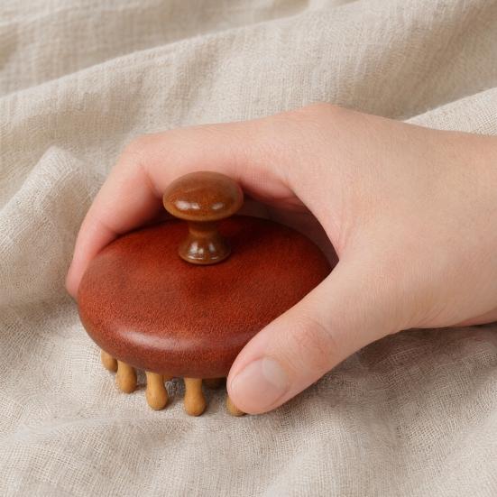 Wooden Scalp Massager Brush, Hair Growth Head Relaxation Massage Tool, Wet Dry Hair Scalp Care Scrubber Gua Sha Brush for Men Women