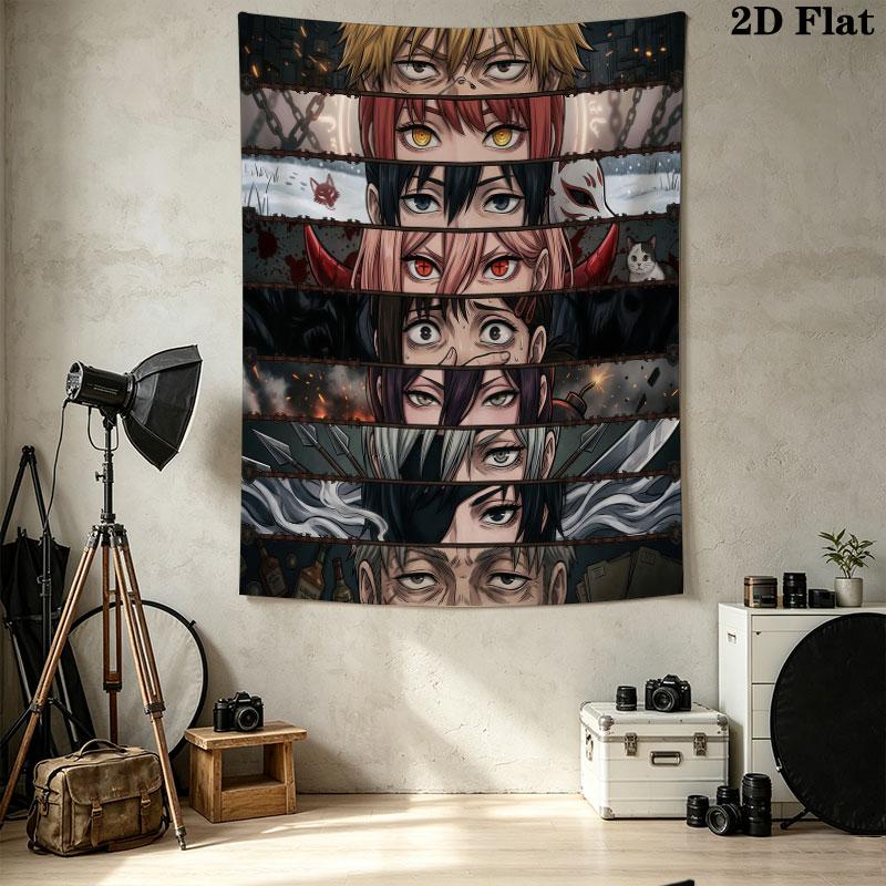 Chainsaw Man Wall Tapestry Aesthetic Wall Hanging Printed Fabric Blanket Decorative Tapestries For Bedroom Living Room Home Decor