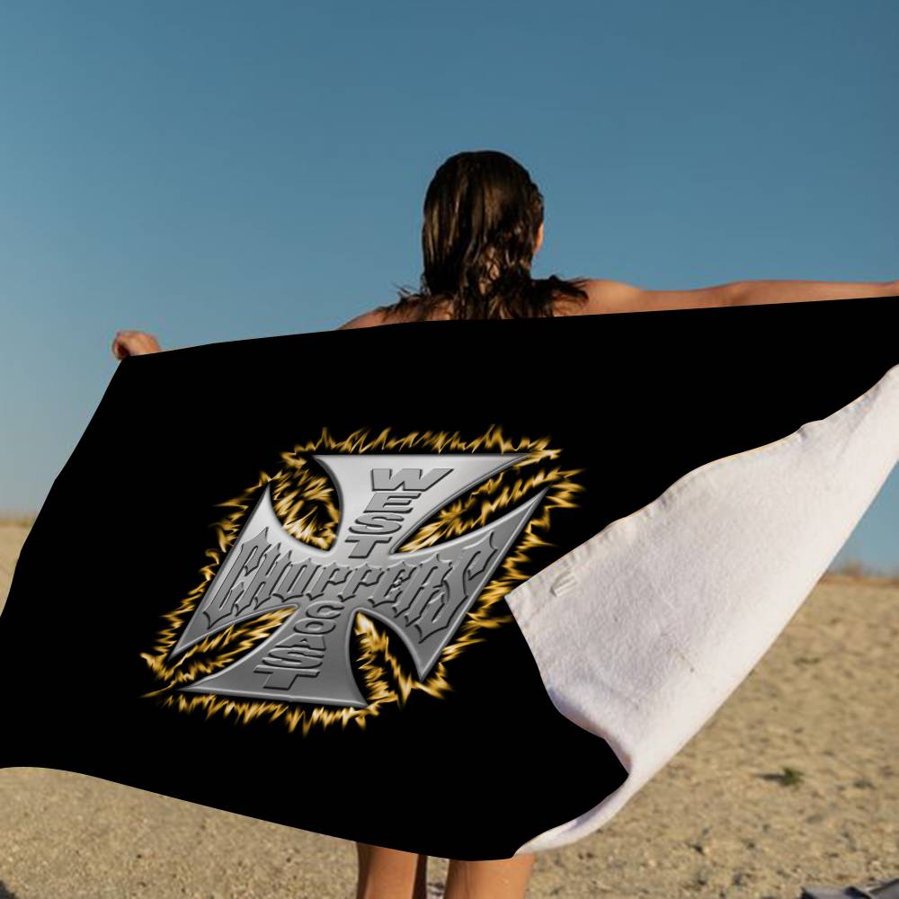 Logo W-West Coast C-Choppers Bath Towel Microfiber Soft Water Absorbing Breathable For Girl Kids Decorative Cartoon Beach Towel