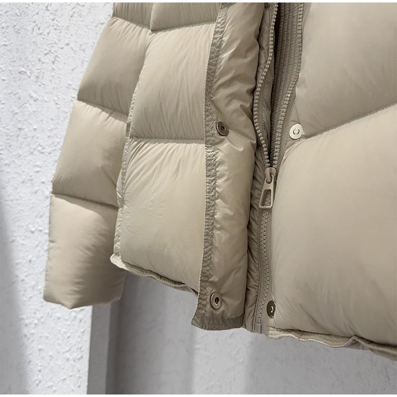 Kapuzen-Daunenjacke Damen Winter 2025 Neue Mode Grau Brotjacke Lässige Kurze Steppjacke