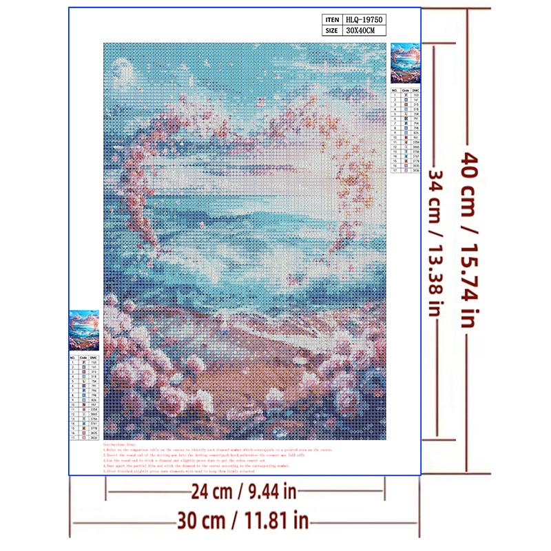 5d DIY Diamond Painting Cross Stitch Sea Beach Rose Scenery Diamond Embroidery Mosaic Full Round Drill Home Decor