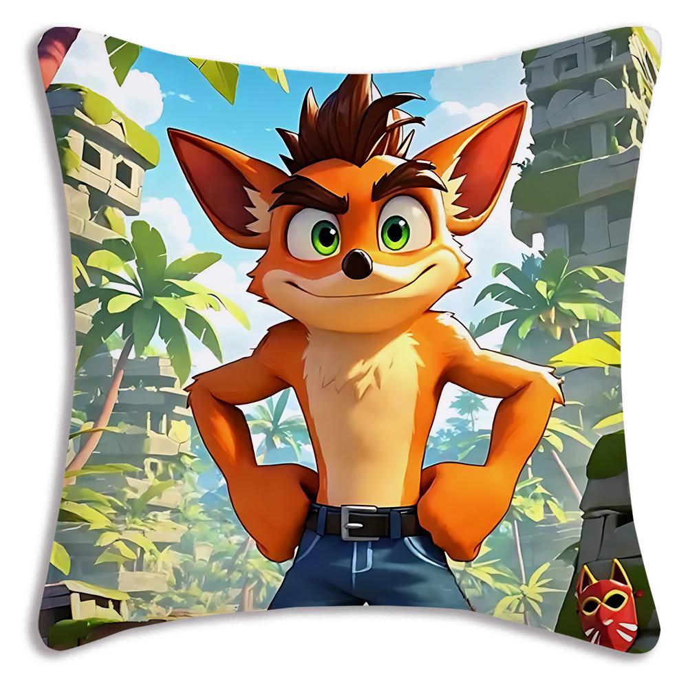 Cartoon Crashs B-Bandicoots Pillow Covers Cartoon Sofa Decorative Home Double-sided Printing Short Plush Cute Cushion Cover