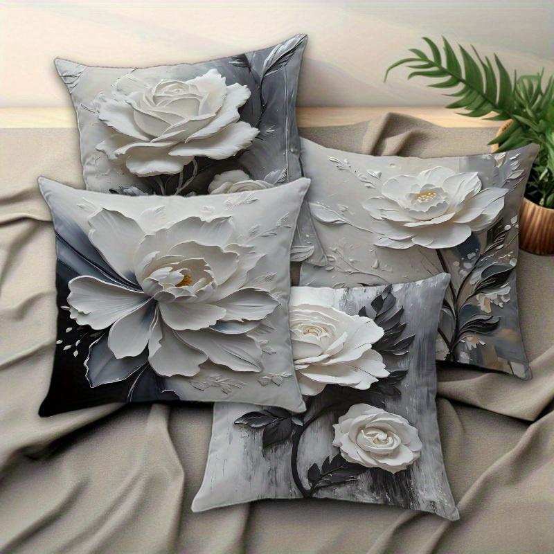 1/4pcs Floral Patterned Pillowcases with 3D Flower Design Sofa Cushion Cover Home Bedroom Room Decoration