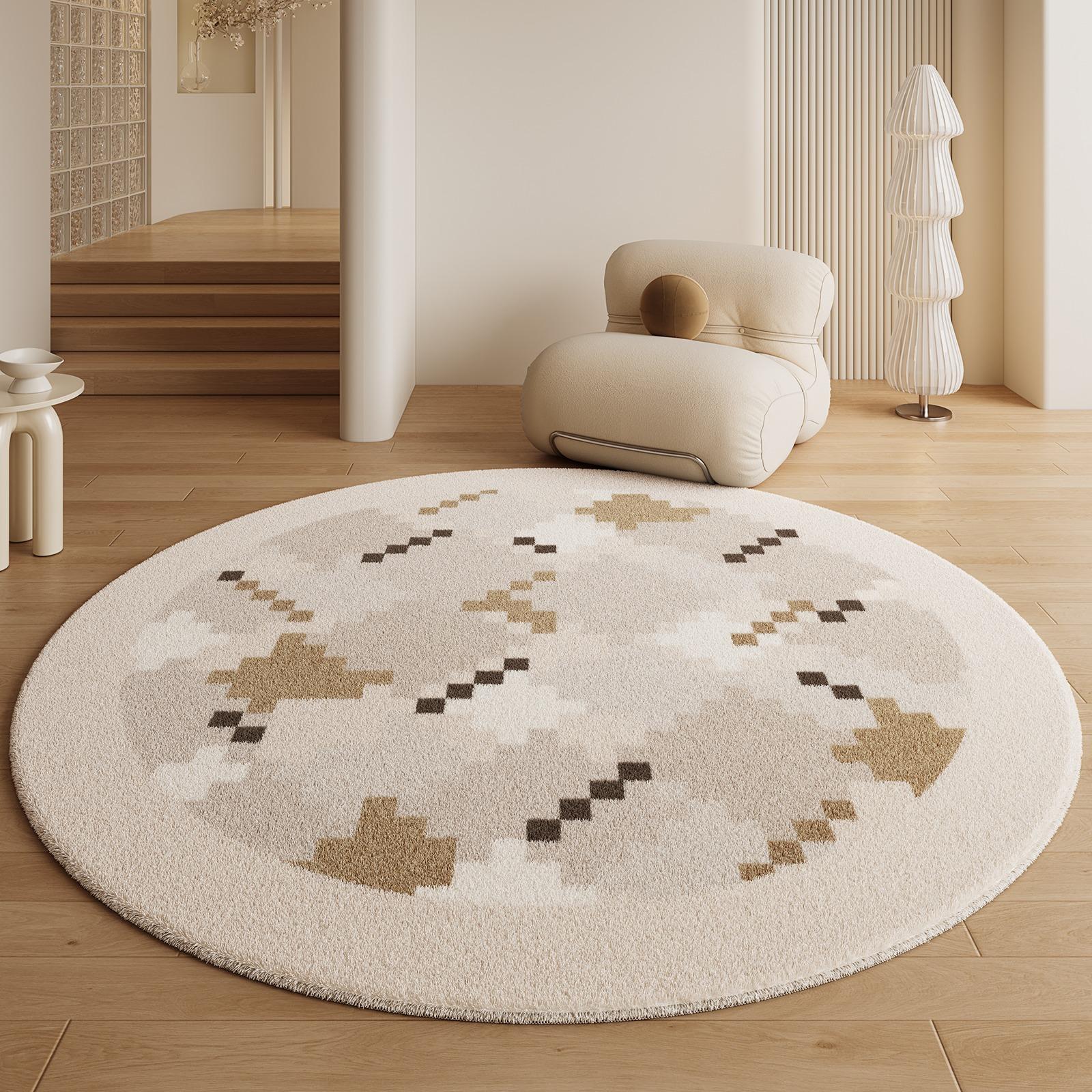 

Круглый ковер из искусственного кашемира, гостиная, спальня, прикроватная тумбочка, мягкий, пушистый коврик для ног, большая площадь, украшение дома, напольные коврики Diameter 80cm