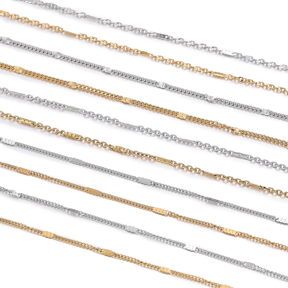 1Meter/Pack Stainless Steel Link Chains Bulk Gold Color Necklace Chains for DIY Bracelet Necklace Jewelry Making Accessories