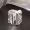 Ring Opening Ethnic Style Artificial Silver Plated Women Fashion Mesh Finger Ring for Wedding Party