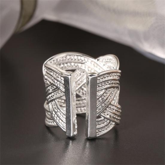 Ring Opening Ethnic Style Artificial Silver Plated Women Fashion Mesh Finger Ring for Wedding Party