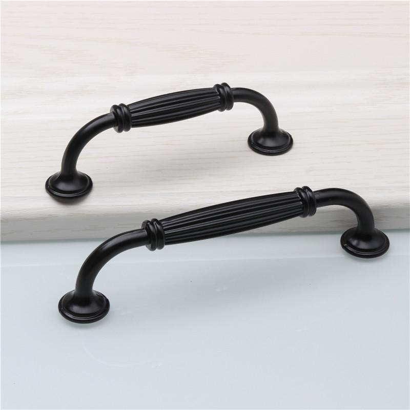 Black Durable Aluminum Alloy 96/128mm Single Hole Door Handle for Furniture Drawer Kitchen Cupboard Cabinet Drawer Pull Knobs