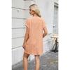 YYFS Women's Fashion Summer Spring Solid Color Print Short Sleeve O-Neck Loose Waistline Casual Dresses