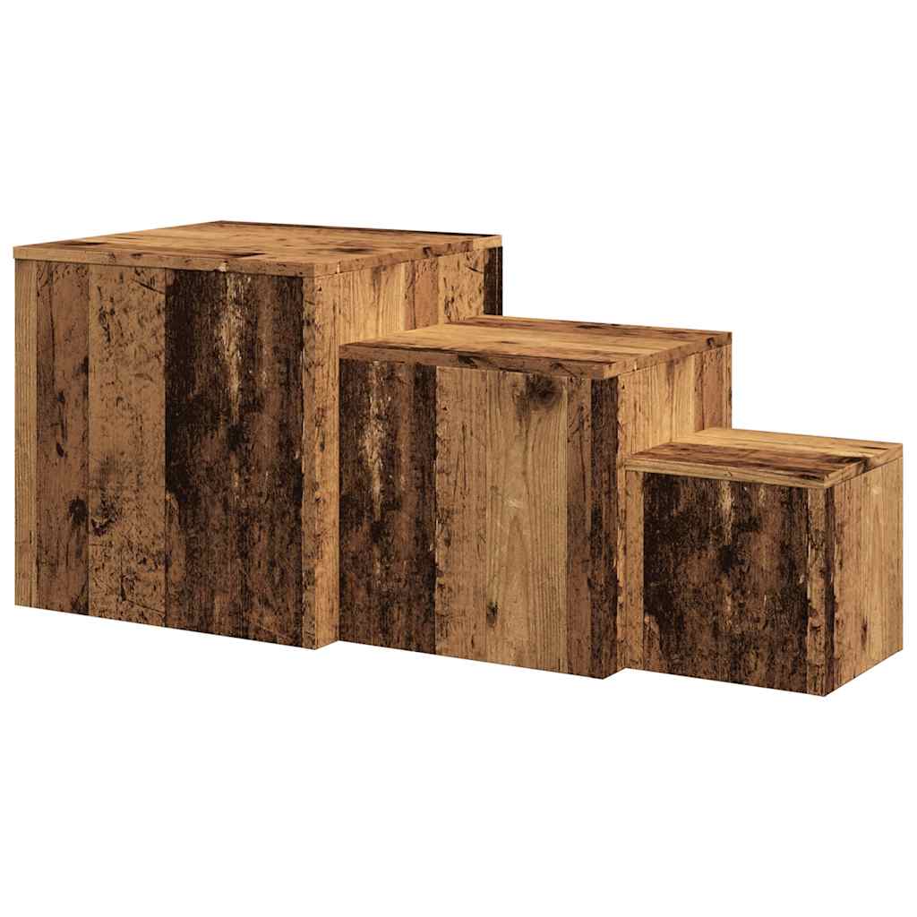 Vidaxl Side Tables, 3 Pcs., Old Wood, Wood-Based Material