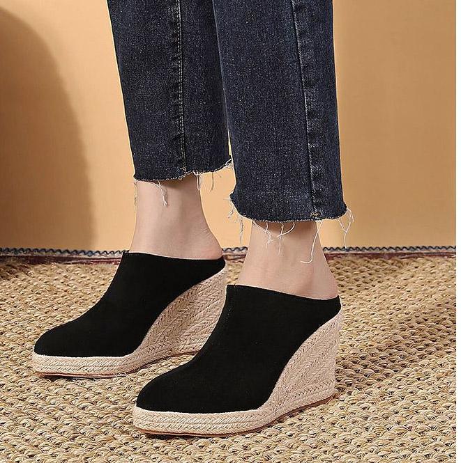  Wedges Mules Shoes Women High Heel Pumps Slipper Sandals Platform Casual Outdoor Comfortable Pumps Pointed Toe Shoes