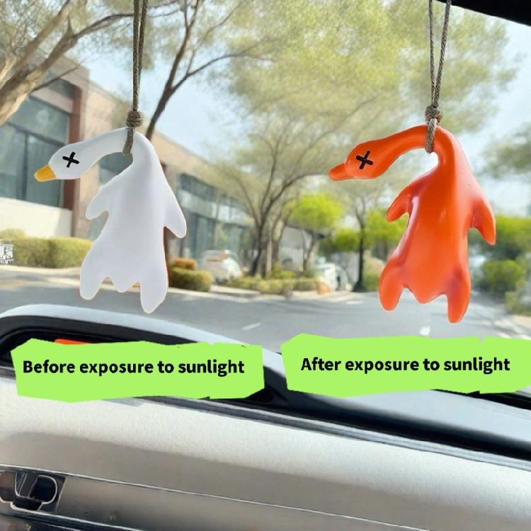Unique Roast Duck Car Interior Pendant Ornament Rearview Mirror Hanging Decoration with Fun Color Changing In Sunlight