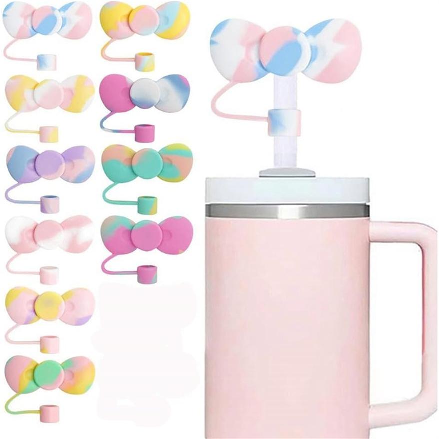 3 ks roztomilých mašliček, opakovaně použitelných silikonových krytek na brčka