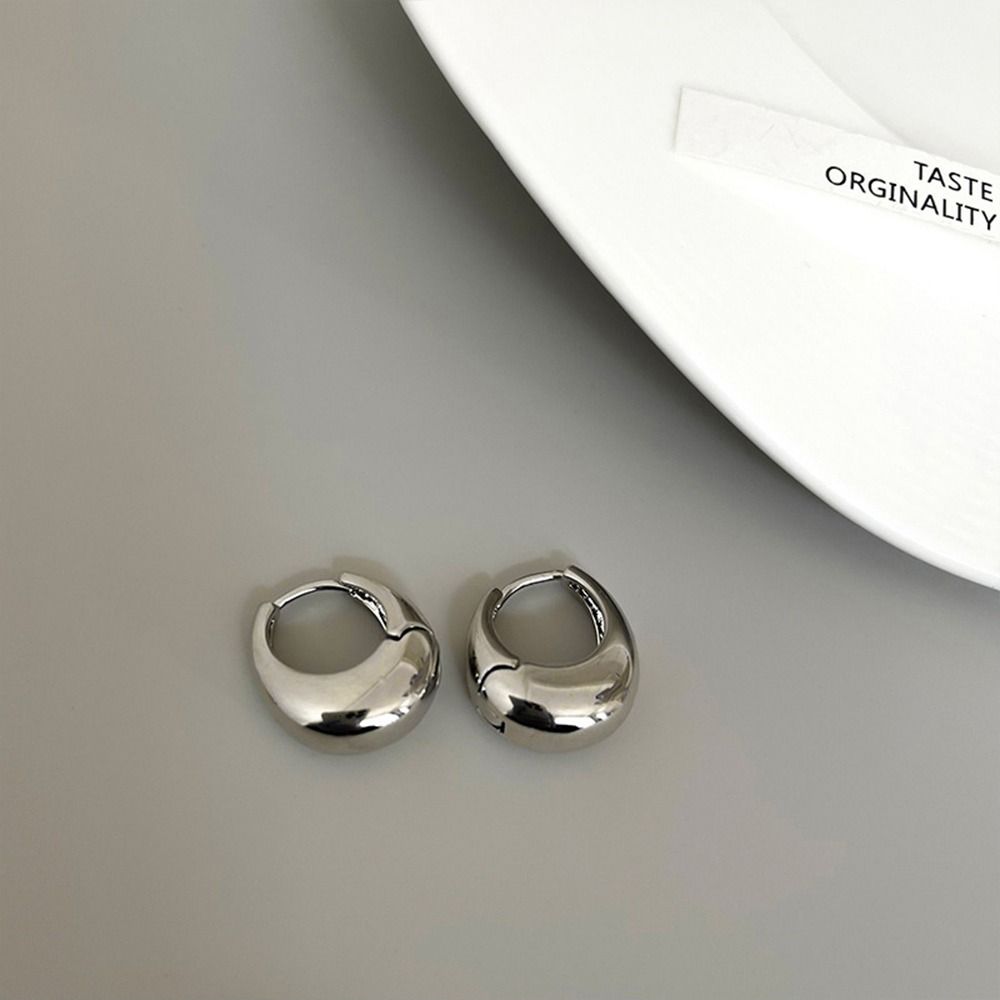 Smooth Metal Chunky Hoop Earrings Versatile Ear Clips Fashion Earring Jewelry  for Women