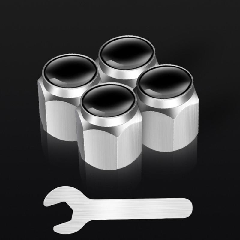 5pcs Metal Tire Valves Caps Corrosion Resistant Caps Hexagonal Designs Dust Proof Rubber Seal for Car & Motorcycles