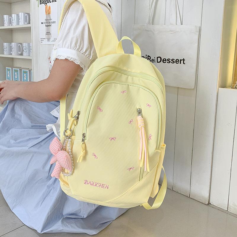 School Bag New Japanese Style INS High-value Fresh and Sweet Candy-colored Bow Backpack, Lightweight Backpack for Middle and High School Students
