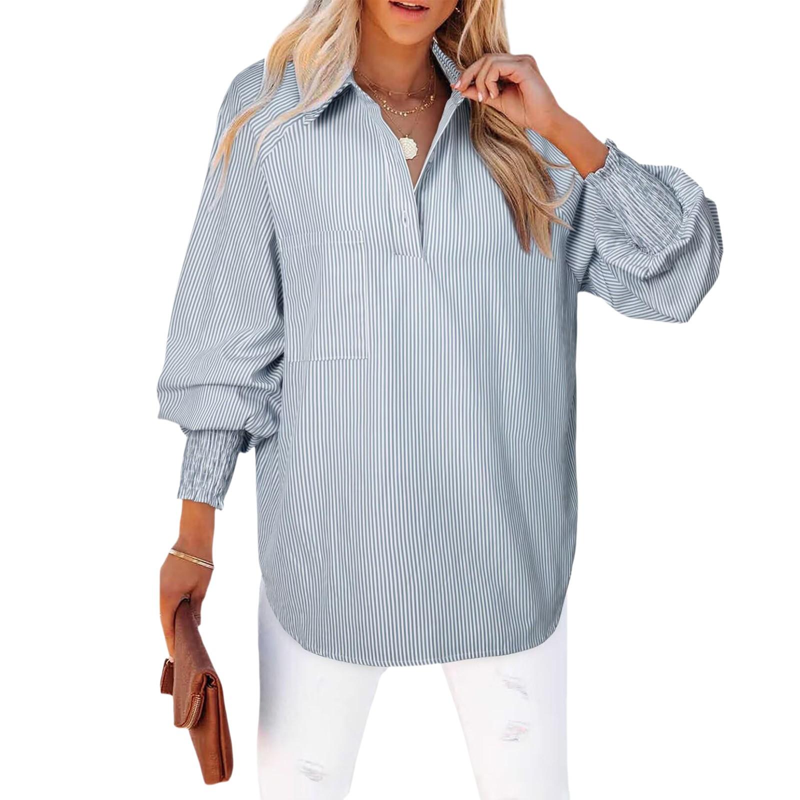 

Женская рубашка с длинным рукавом, однотонная, в полоску, повседневный свободный топ XL