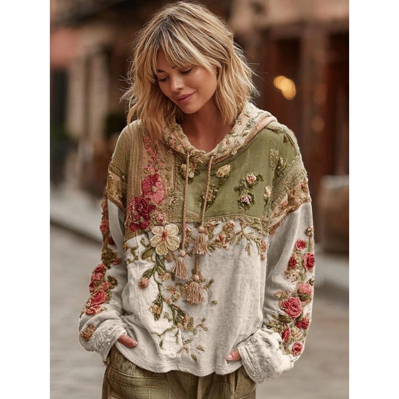 Casual Shirt Trend Japanese Ethnic Style Cherry Blossom Art Print Loose Coat