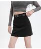 Women's Gray High-Waist A-Line Skirt - Slim Fit, Trendy Short Skirt for Spring and Autumn