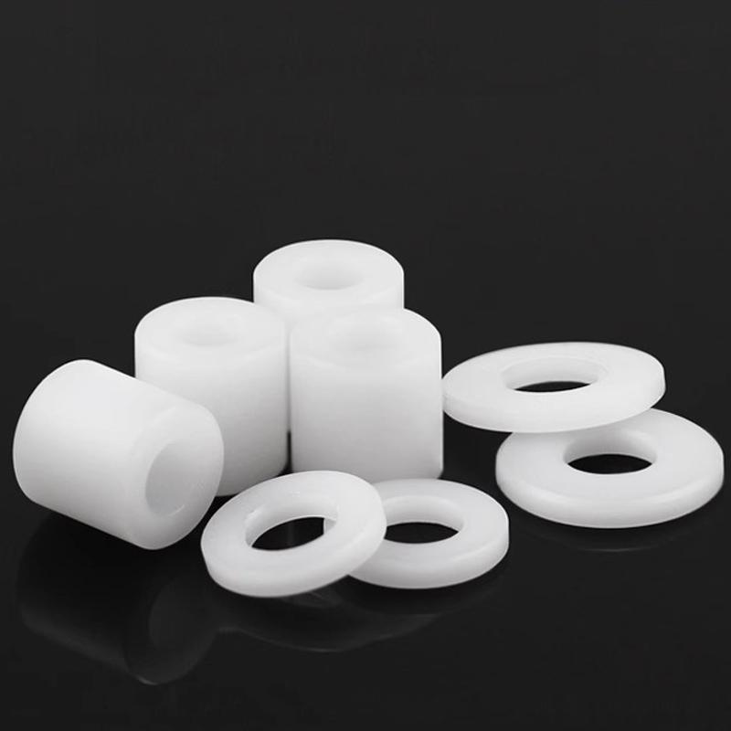 10/20Pcs White POM Bushing Washer M3 M4 M5 M6 M8 M10 Insulated Plastic Gasket Round Hollow Unthread Standoff Spacer Sleeve