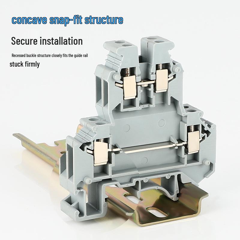 Chaoda UKK3 Copper Flame-Retardant Rail-Mounted Double-Layer Terminal Block 2.5mm Double-In/Out Terminals