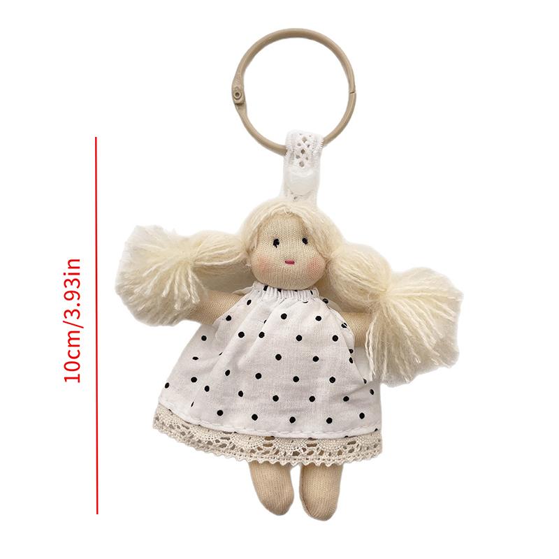 Cute Cartoon Doll In Floral Dress Keychain For Woman Girls Pendant Bag Decor Braid Accessory Fabric Toy Keyring Decoration