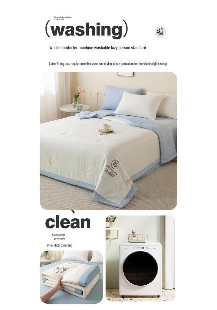 Xinjiang Cotton Summer Quilt: Machine Washable Lightweight AC Blanket for Spring & Autumn
