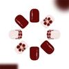 Glitters Floral False Nail French Style Coffee Brown Press On Nail 24Pieces for Autumn Winter Elegant Manicure Set