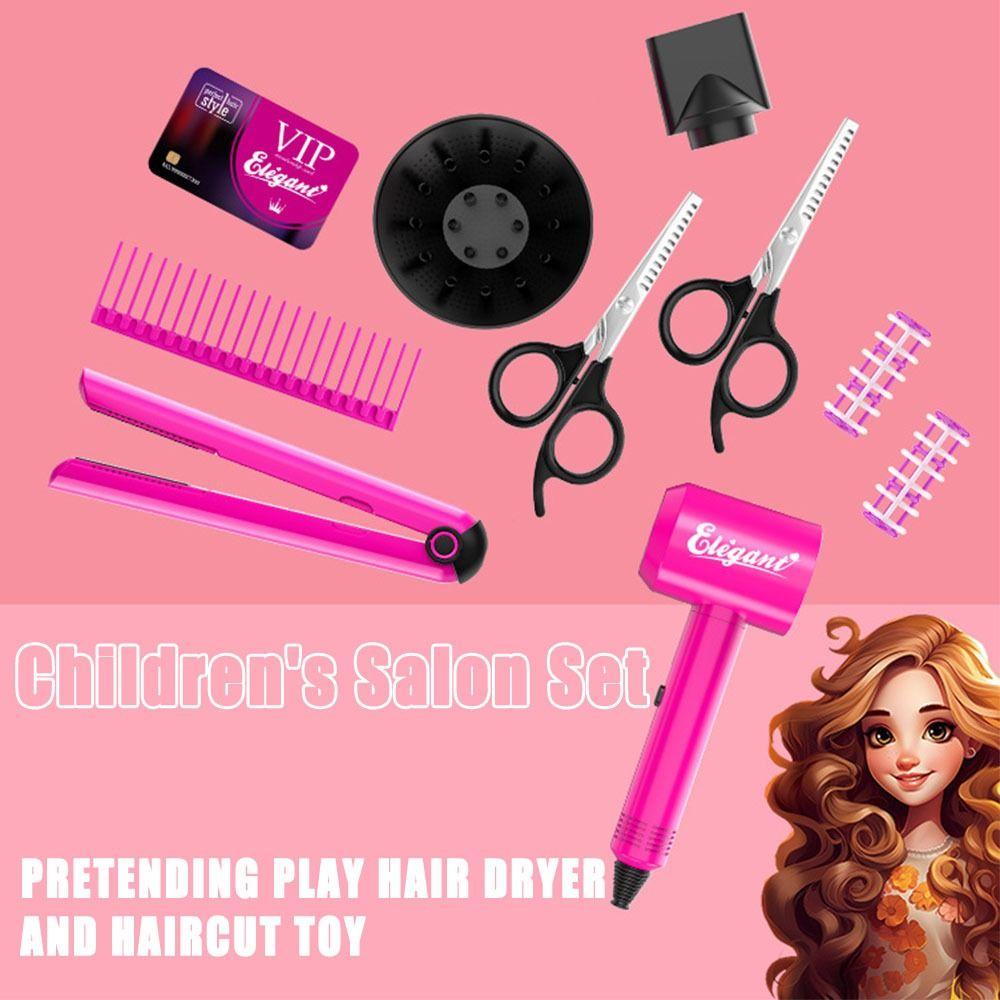 9/13/17Pcs Blow Dryer Hair Dryer and Haircut Toy Kit Styling Accessories