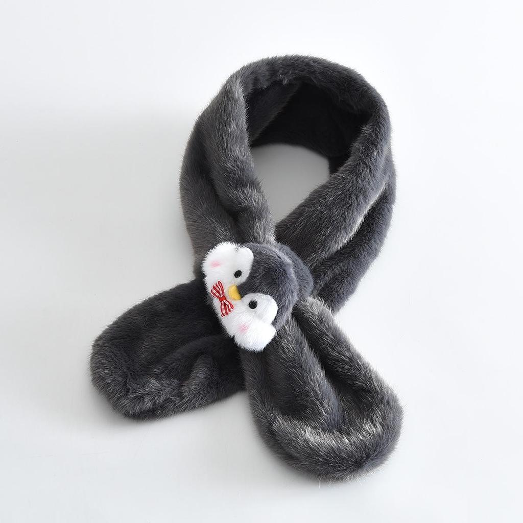 Samtiger Winter-Schal für Kinder: Warmer, Winddichter, Einfarbiger Schlauchschal mit Kleintier-Design