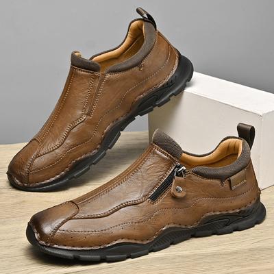 Herren Low-Top Lederschuhe Reißverschluss Casual Sneakers Übergröße 39-46