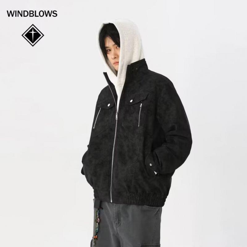 

Spring 2025 WIND BLOWS High-End Stand-Collar PU Leather Jacket Collection Medium чорний