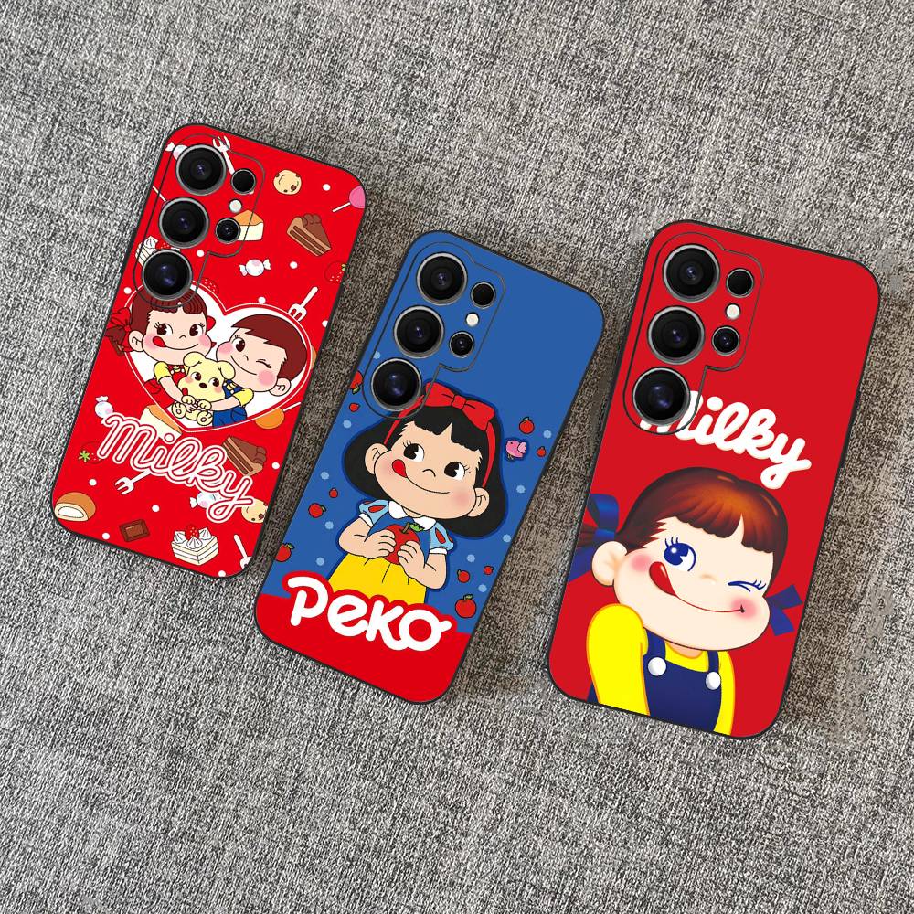 Fujiya Milky Peko Chan Phone Case For Samsung S 24 Fe 25 Ultra Plus 20 Lite 21 30 22 23 24 22 Ultra 5G Fundas