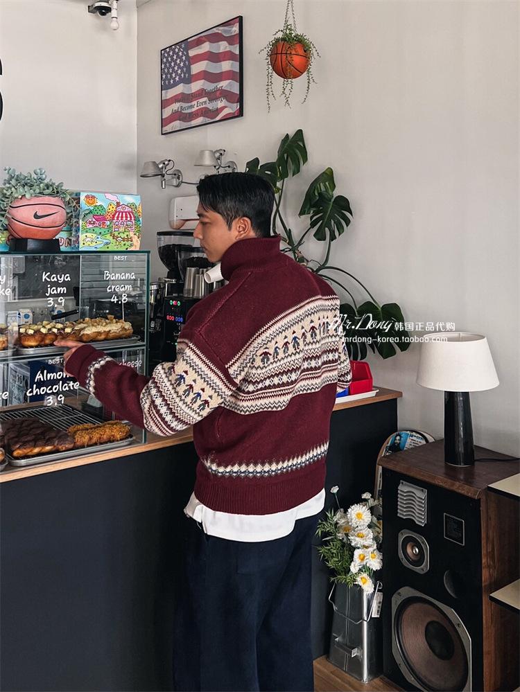 Cleanfit Retro Fair Isle Rode Polo met Rits