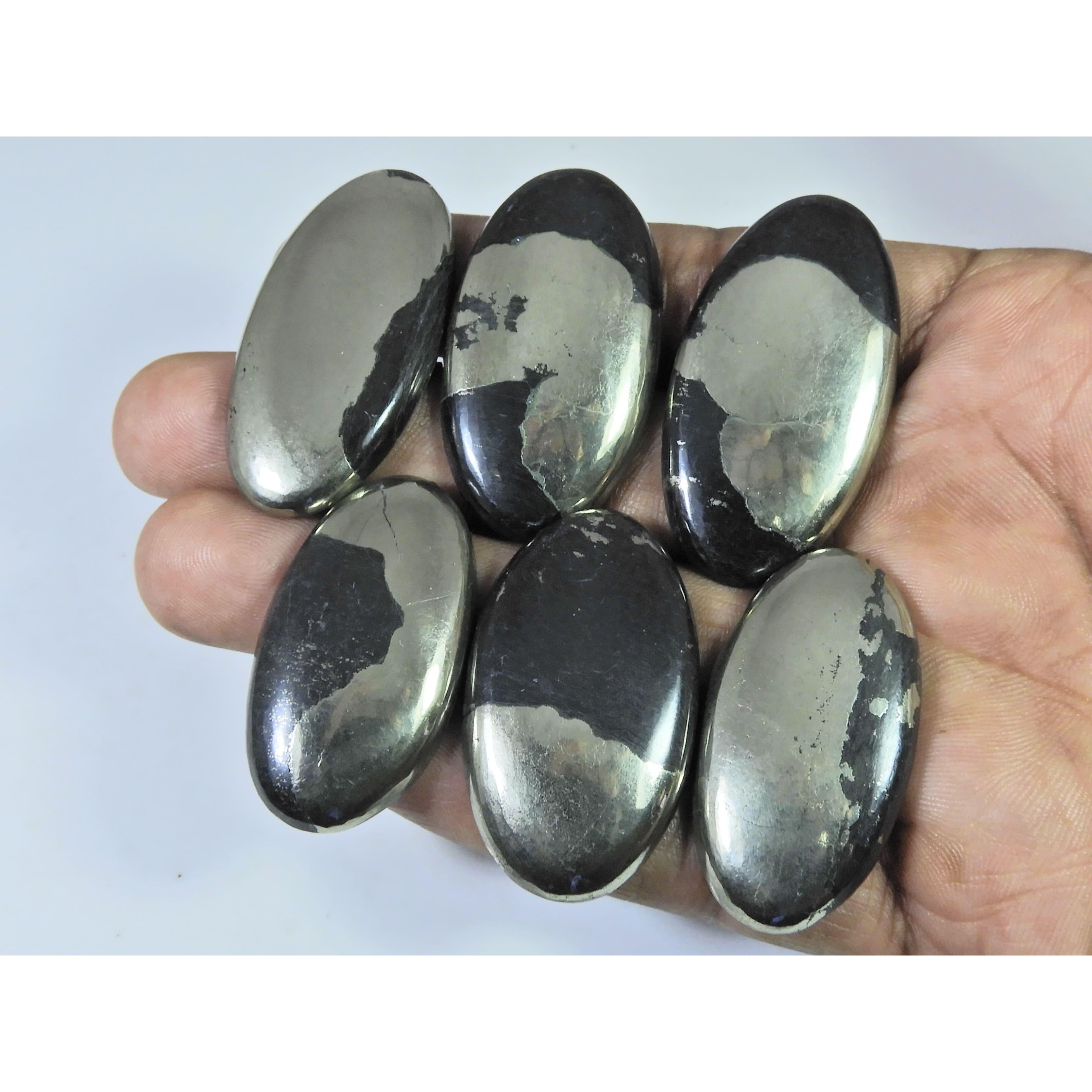 394Cts. Natural Apache Gold Pyrite Oval Cabochon Loose Gemstone 06 Pcs Lot C-1288