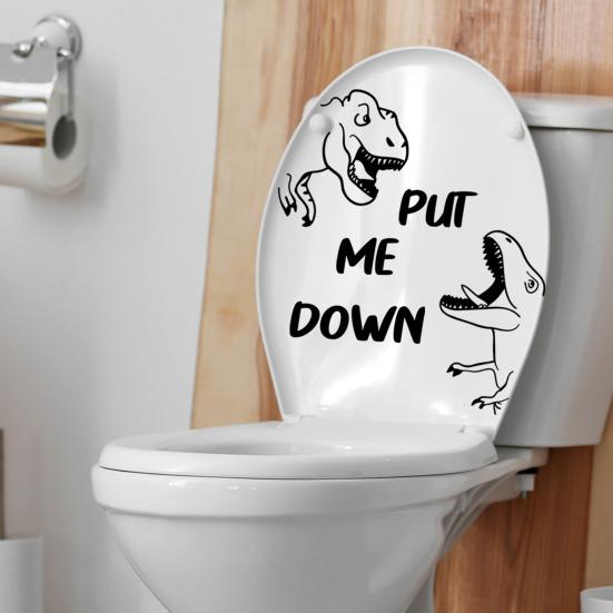 

2 шт., наклейки на крышку унитаза, легко наносимые лозунги с динозаврами, дизайн, водонепроницаемые, без остатков, детские наклейки для украшения ванной комнаты Dinosaur