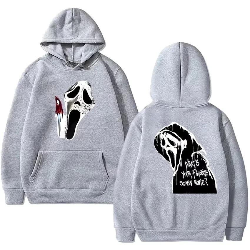 In Gothic Double Sided Printed Streetwear Women Ghostface Graphic Hoodie Fleece Long Sleeve Sweatshirts