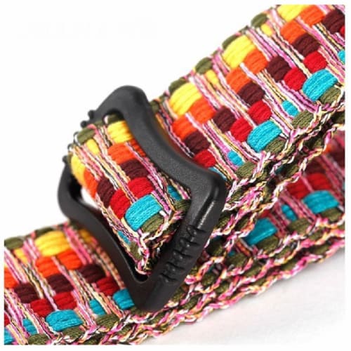 MUSIC FIRST Durable Rainbow Adjustable 100% Cotton & Genuine Leather Ukulele Strap Shoulder Strap Version 2.0