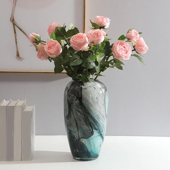 3 Stems Artificial Flowers Bouquet with 2 Heads Blooms And 1 Bud Real Touch Rose Flower Branch for Wedding Home Office Table Decor