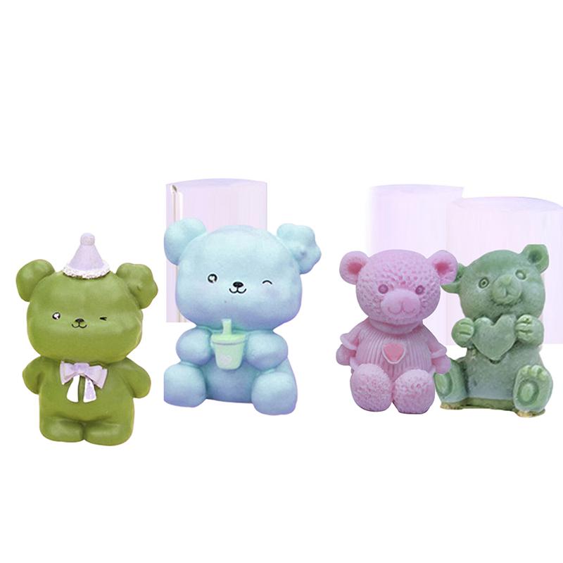 3D Silikonová forma na svíčky DIY Roztomilý medvídek Svíčka pro mazlíčky Čokoláda Led Dort Výrobní potřeby Ručně vyráběné mýdlo Sádra Pryskyřičná forma Dekor Dárky
