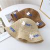 Straw Hat Flower Women's Summer New Hollow Sunshade Sunscreen Woven Bucket Hat Seaside Beach Vacation Hat