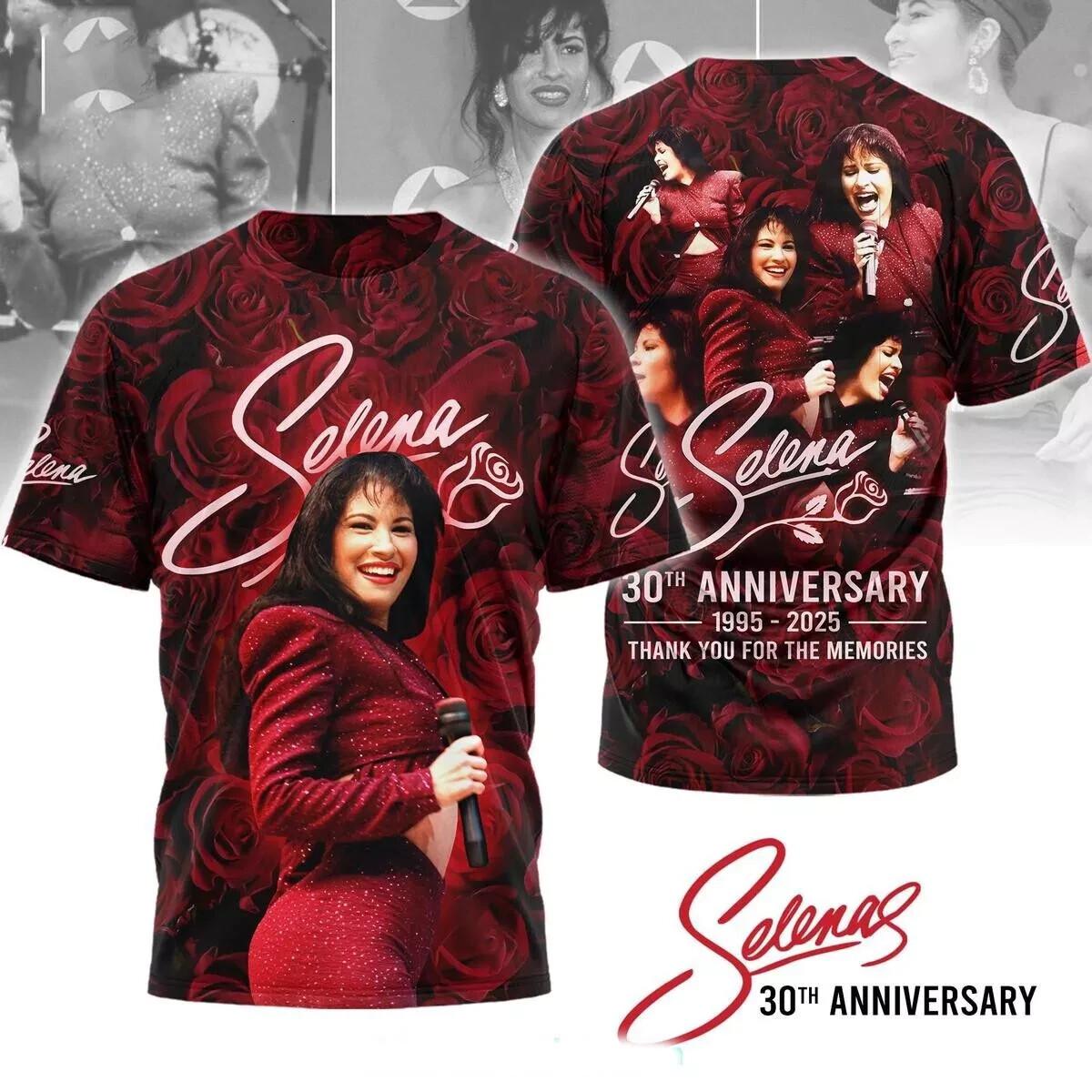 Selena 30th Anniversary 1995-2026 Thank You For The Memories 3D T-Shirt S